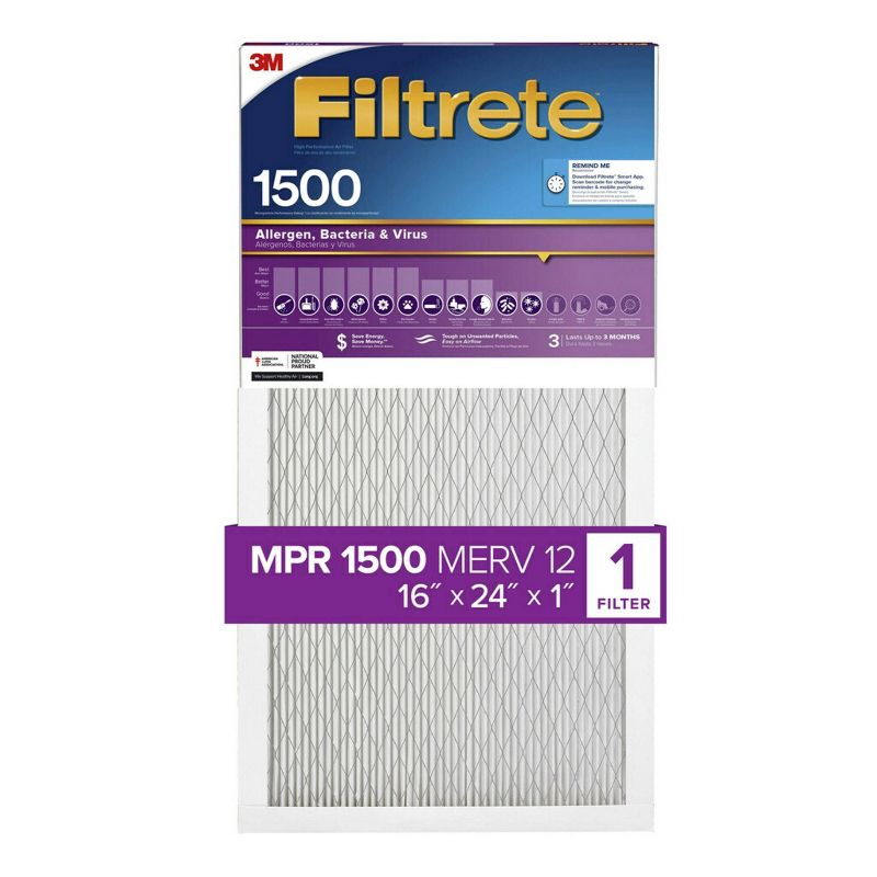 Filtrete Allergen Bacteria and Virus Air Filter 1500 MPR, 3 of 8