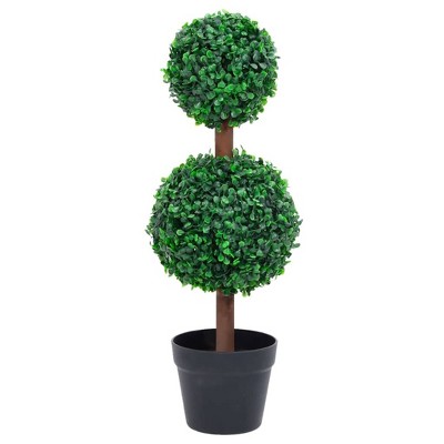 VidaXL Artificial Boxwood Plant with Pot Ball Shaped Green 23.6"