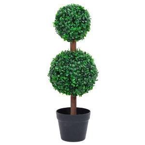 VidaXL Artificial Boxwood Plant with Pot Ball Shaped Green 23.6" - 1 of 4