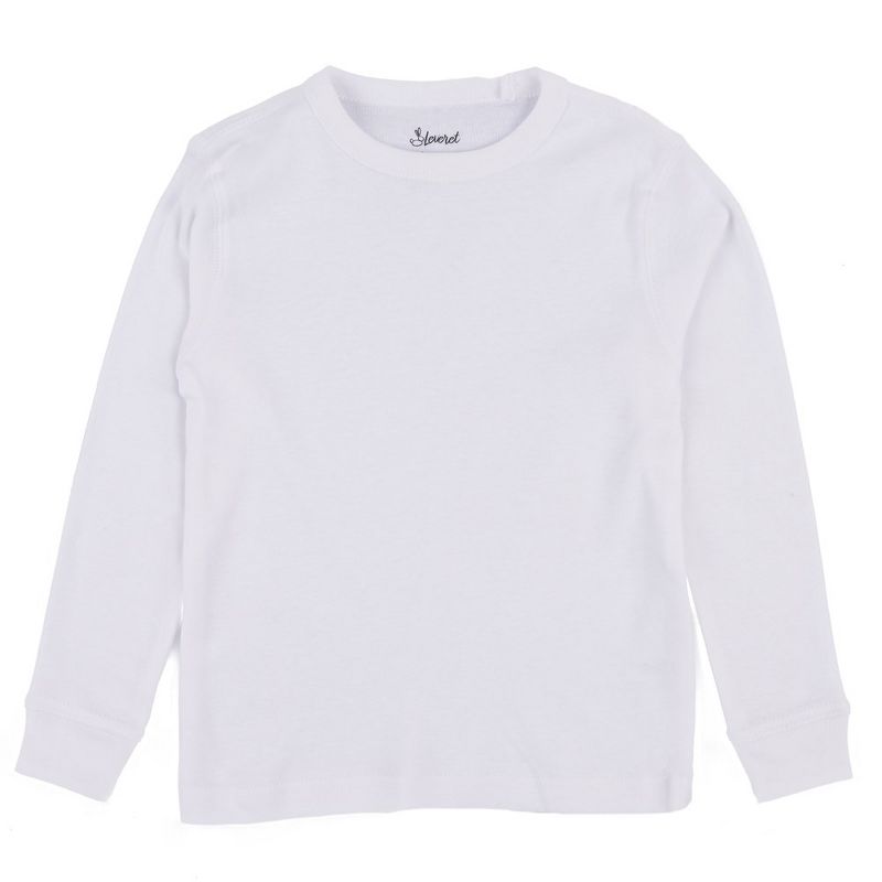 Leveret Kids Long Sleeve Solid Neutral Color T-Shirt, 1 of 3
