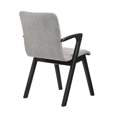 Set of 2 Modern Gray Upholstered Wood Arm Chairs