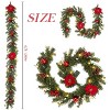 6Ft Christmas Garland, Pre-lit Artificial Garland with 20 LED, Pine Cones Berries Poinsettia, Garland for Mantle Fireplace Stairs Decoration - 3 of 4