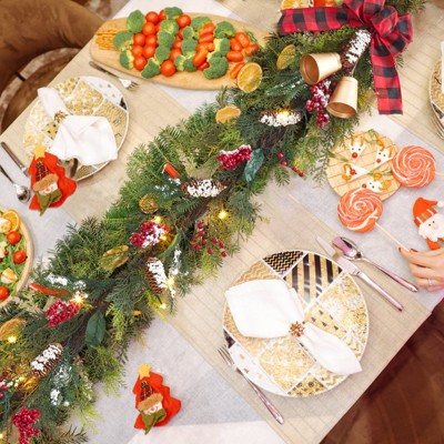 PVC 6ft Holiday Decor – Features Bell, Ribbon, Rattan, 20 Lights & 8 Lighting Modes