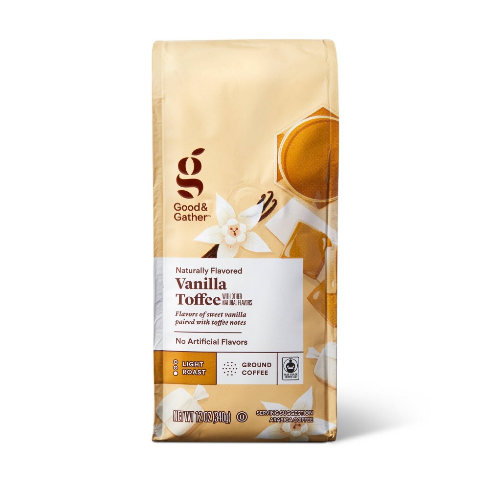 Photos - Coffee Naturally Flavored Vanilla Toffee with Other Natural FlavorsLight Roast  - 12oz - Good & Gather™