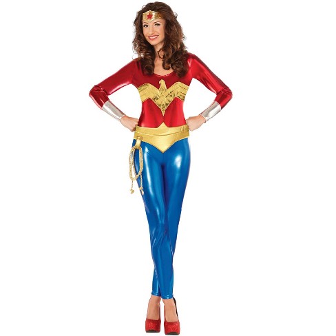  Rubie's Women's DC Comics Wonder Woman Corset Costume,  Red/White/Blue, Large : Clothing, Shoes & Jewelry
