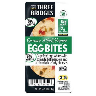 Three Bridges Gluten Free Spinach & Bell Pepper Egg White Bites - 4.6oz