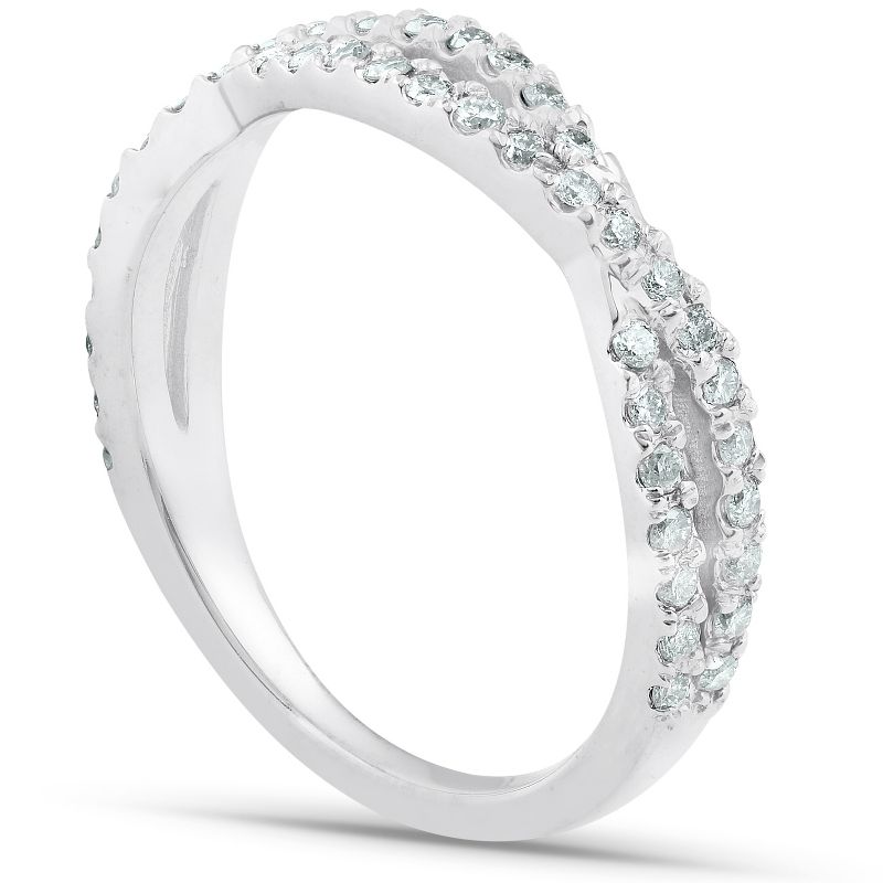 Pompeii3 3/8ct Diamond Wedding Ring Womens Infinity Crossover Band 14k White Gold, 3 of 6