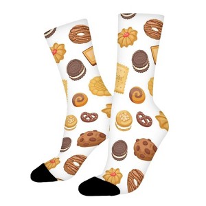 Different Cookie Cake Women Printed Crew Socks Funny Funky Socks Soft Polyester Novelty Gifts for Artists Men - 1 of 1