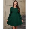 Maternity Dress Lantern Sleeve Crew Neck Tunic A-Line Swing Knit Dress Casual Loose Winter Pullover Sweater Midi Dresses - 3 of 4