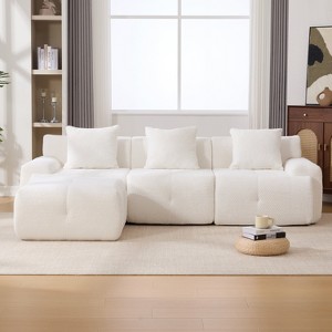 Hrinhom 104"W Modular Sofa,Modern Sponge Compression Couch with Ottoman,No Assembly - 1 of 4