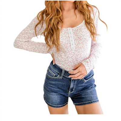 Women's Wistful Wishes Floral Henley Bodysuit - HEIMISH USA