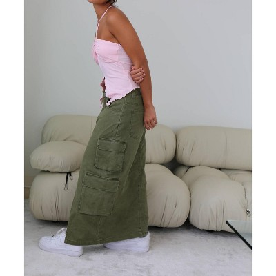 Women's Olivia Cargo Maxi Skirt - Pretty Garbage M