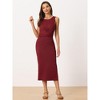 Allegra K Women's Casual Sleeveless Crisscross Waist Bodycon Midi Dress - 3 of 4