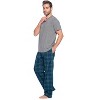 Ashford & Brooks Men's Woven Short Sleeve Jersey Top & Pajama Pants Set - 3 of 4
