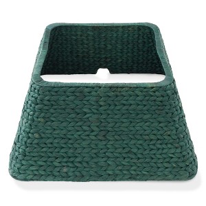 Casafield 22-Inch Water Hyacinth Christmas Tree Collar, Woven Tree Square Base Cover with Cord Cut Out, White - 1 of 4