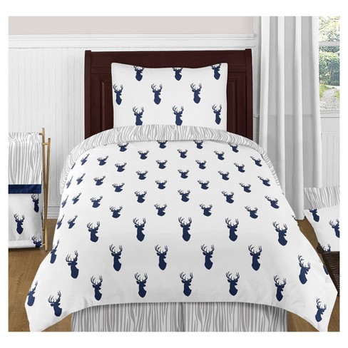 Navy White Woodland Deer Comforter Set Twin Sweet Jojo