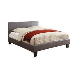 Frank Leatherette Upholstered Queen Bed Gray - ioHOMES
