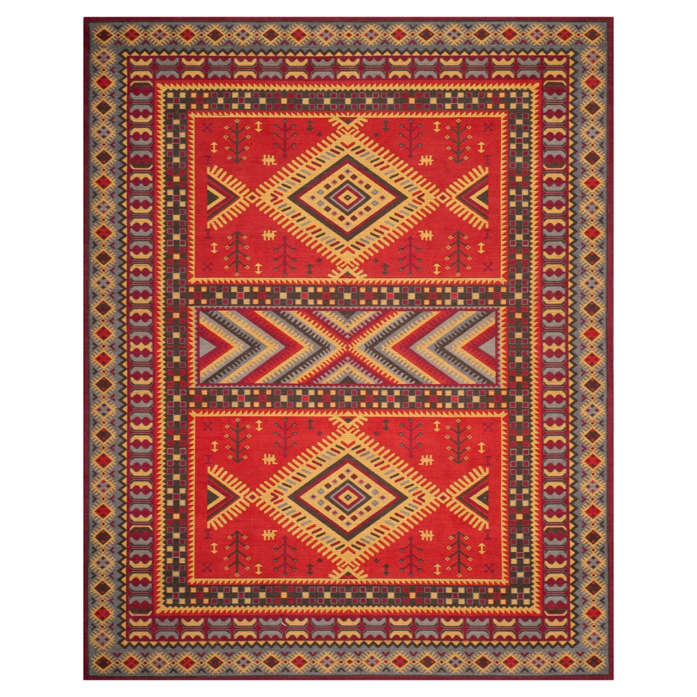 Red/Slate Geometric Design Loomed Area Rug 8'x10' - Safavieh