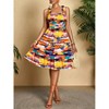 Mocamel Women's Colorful Printed Strappy Ruffle Hem Casual Dress, Knee Length Cami Dress - 4 of 4