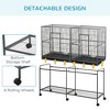 Akoasm 65 Inch Metal Parrot Bird Perch Stand & Cage With Detachable Rolling Stand, Storable Shelf, Wood Perch & Food Container - 4 of 4