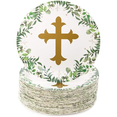 Sparkle and Bash 80 Packs Church with Religious Theme Disposable Paper Plates 9"
