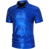 Men's 70s Disco Shirts Shiny Sequins Short Sleeve Party Shirt Slim Fit Nightclub Costume Tops - 2 of 4