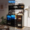 Coffee Bar Cabinet with 9 Wine Racks, Wine Rack Cabinets with Storage, Bar Cabinet with Led Lights, 6 Hooks, for Living Dining Room, Black - 3 of 4