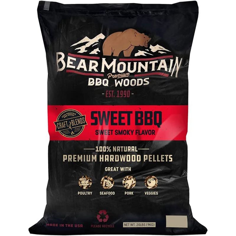 Bear Mountain BBQ FK92 All Natural Low Moisture Hardwood Smoky Sweet Craft Blends BBQ Smoker Pellets for Outdoor Grilling and Smoking, 20 Pound Bag, 1 of 7