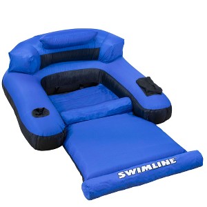 Swimline 55" Inflatable Ultimate Floating 1-Person Swimming Pool Chair Lounger - Blue/Black - 1 of 4