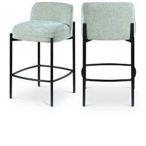 Meridian Furniture,Burton Mint Chenille Fabric Stool, Set of 2 - 1 of 4