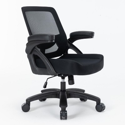 40''Big and Tall Office Chair with Flip-up Arms, Mesh Heavy Duty Computer Chair Desk Chair Wide Seat, Executive Swivel Task Rolling Chair-The Pop Home