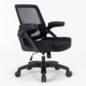 40''Big and Tall Office Chair with Flip-up Arms, Mesh Heavy Duty Computer Chair Desk Chair Wide Seat, Executive Swivel Task Rolling Chair-The Pop Home - 1 of 4