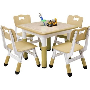 5PCS Kids Table and Chair Set, Plastic, for Kids' Room, Kindergarten ， Parent-Child Space - 1 of 4