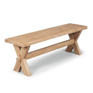 Home Styles Cambridge Trestle Dining Bench White Washed: Hardwood Frame, Seats 2, Dry Dust Care - 1 of 4