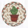 Earth Rugs Cacti 1 Printed Coaster – 5"x5" Braided Jute Square, Southwestern Succulent Accent - 2 of 3