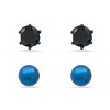 Steeltime Men's blue ip stainless steel simulated black diamonds stud earrings 2pc set - 2 of 4