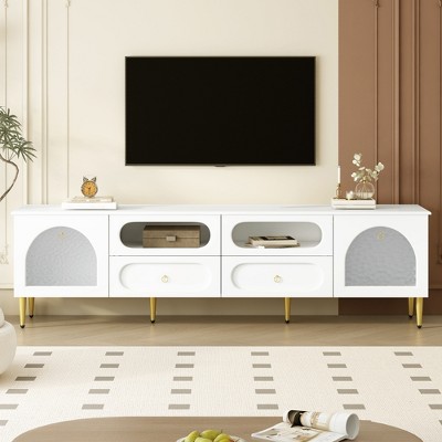 Modern TV Stand for TVs Up to 85", Entertainment Center with 4 Drawers, Wooden Media Console Cabinet, Storage Cabinet for Living Room Bedroom