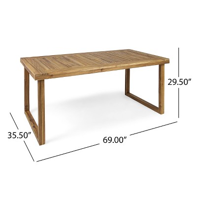 Ann 69-Inch Natural Acacia Wood Outdoor Dining Table