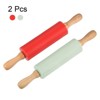 Unique Bargains Silicone Smooth Non-Stick Wooden Handle Kitchen Rolling Pin 2 Pcs - 3 of 4