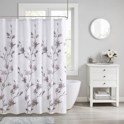 purple and grey shower curtain