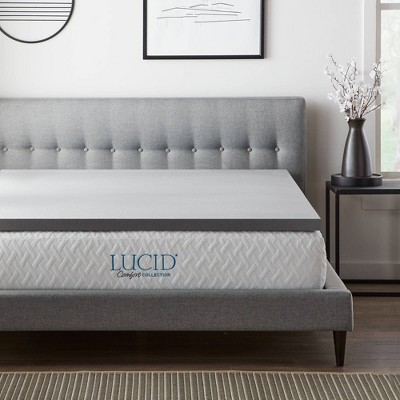 Comfort Collection 2" Charcoal and Aloe Infused Memory Foam Mattress Topper - Lucid