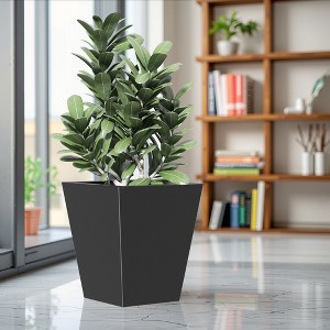 PexFix 22" Tall Metal Tapered Planter Large Outdoor & Indoor Garden Plant Pot Black for Home and Patio - 1 of 4