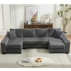 114" U Shaped Convertible Sleeper Sofa Pull Out Bed Corduroy Upholstery Adjustable Back Modern Lounger with 4 Back Cushion and 2 Pillows - 4 of 4