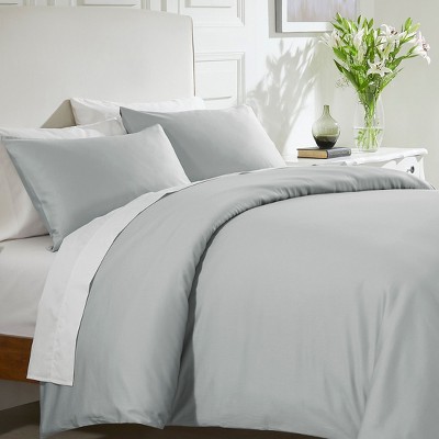 Bulk Pack of 4 - 400 Thread Count 100% Cotton Light Gray 3 Piece Duvet Cover - King - California Design Den