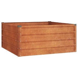 vidaXL Garden Raised Bed Flower Box Planter Pot corten Steel - 39.4"x39.4"x17.7" - Durable Rusty Finish for Balcony Patio Garden - 1 of 4