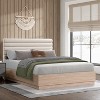 Christopher Knight Home Anatoli Contemporary Wood Bed Frame with Taupe Boucle Upholstered Headboard - 2 of 4