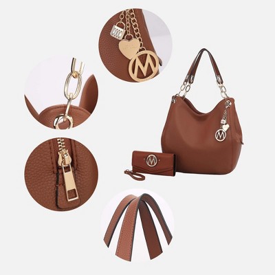 MKF Collection Hobo Bag for Women – Ashley Vegan Leather Shoulder Handbag with Wristlet, 2-Piece Set – MKF Collection by Mia K – Chocolate — фото 4