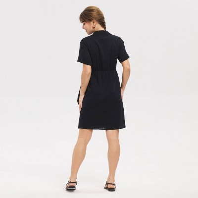 Женские платья Universal Thread Women's Short Sleeve Wrap Tie Mini Shirtdress - Universal Thread™ Black XS — фото 2