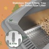 XXL Stainless Steel Sifting Litter Box for Pine Pellet & Non-Clumping Litter, Anti-Leakage High-Sided Cat Litter Box with Lid for Large Cats - 3 of 4