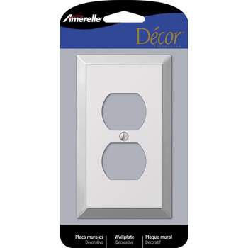 Amerelle Century Polished Chrome Light Gray 1 gang Stamped Steel Duplex Outlet Wall Plate 1 pk